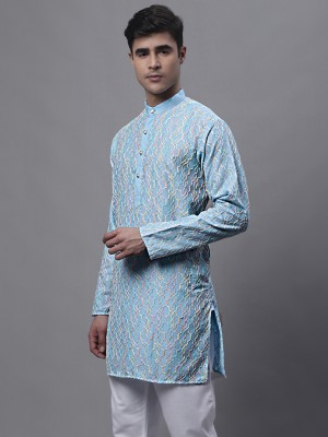 Jompers Men Embroidered Straight Kurta(Light Blue, Pink, Yellow)