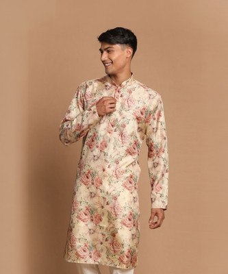 VASTRAMAY Men Printed A-line Kurta(Brown)
