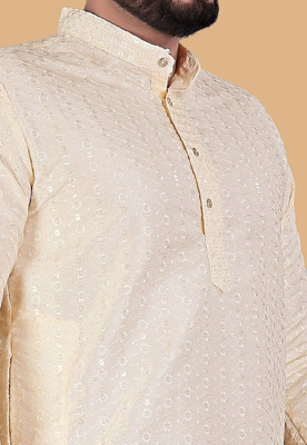 Keton Men Solid Straight Kurta(Beige)