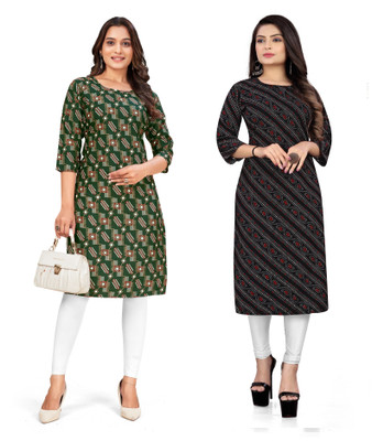 rajni rayon Women Printed Straight Kurta(Multicolor)