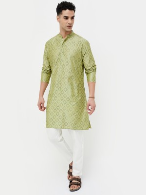 Melange by Lifestyle Men Embroidered Straight Kurta(Green)