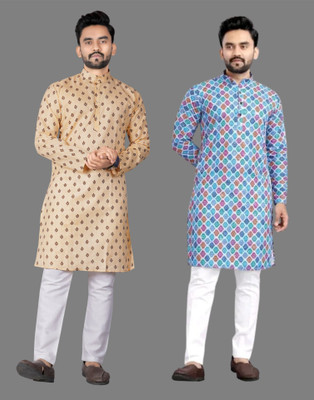 DHASU TRENDZ Men Printed Straight Kurta(Multicolor)