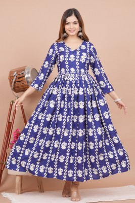 Krishav Product Anarkali Gown(Blue)