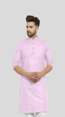 VINAARI Men Solid A-line Kurta(Pink)