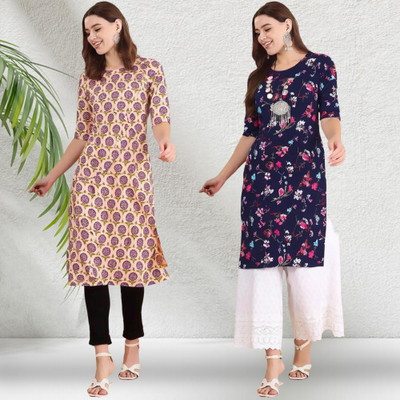 1 Stop Fashion Women Printed A-line Kurta(Multicolor)