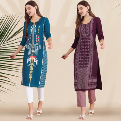 1 Stop Fashion Women Printed A-line Kurta(Multicolor)