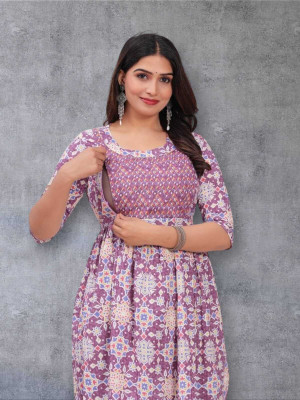 Goraalaxmi Women Printed Anarkali Kurta(Multicolor)