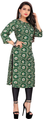 SHLOCK CREATION HUB Women Embroidered A-line Kurta(Green)