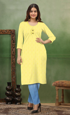NEW SHINE FASHION Women Striped A-line Kurta(Light Blue)