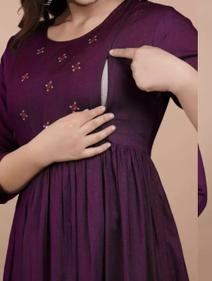 Priyas Creation Women Printed Ethnic Dress Kurta(Purple)