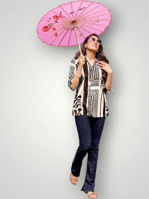 ABHI FAB Women Printed Straight Kurta(Brown)