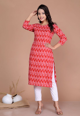 NORTIFASHION Women Printed A-line Kurta(Red)