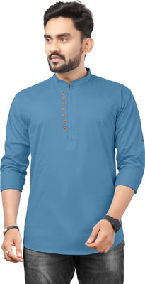 RAHUL LOOK Men Solid Straight Kurta(Blue)
