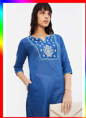 Hellsa Women Embroidered A-line Kurta(Multicolor)