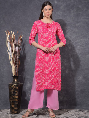 Mamoose Women Self Design Ethnic Dress Kurta(Pink)