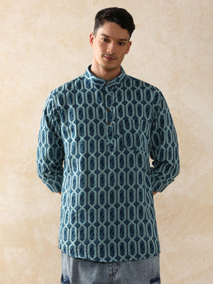Moara Men Printed Straight Kurta(Green)