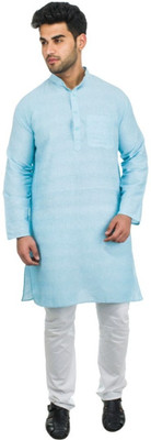 DESHBANDHU KHADI Men Solid Straight Kurta(Light Blue)