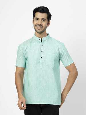 Rohilcrust Men Woven Design Straight Kurta(Light Green)