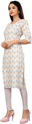 Neelam creation Women Printed A-line Kurta(White)