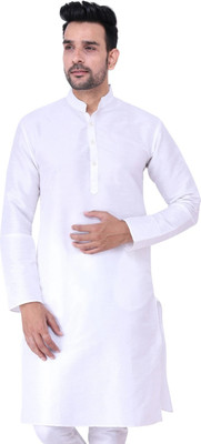 JEXI Men Solid Straight Kurta(White)