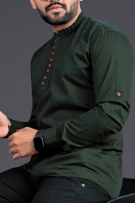 SOPANI Men Solid Straight Kurta(Dark Green)