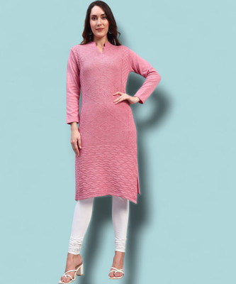 ZEPPI Women Self Design Straight Kurta(Pink)