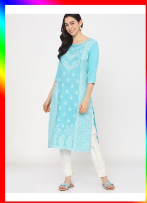 Lenims Women Embroidered Straight Kurta(Multicolor)