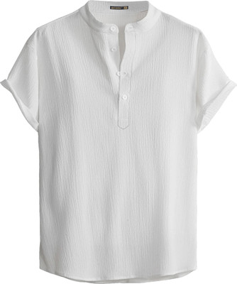 Webric Men Self Design Straight Kurta(White)