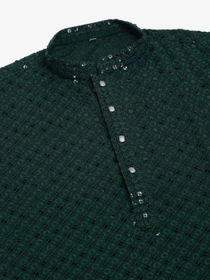 TRADITIONAL ANDAAZ Men Embellished Straight Kurta(Green)