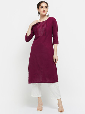 MAX Women Printed Straight Kurta(Maroon)