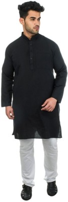 DESHBANDHU KHADI Men Solid Straight Kurta(Black)