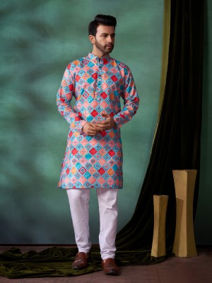 Fashionfricks Men Printed Straight Kurta(Multicolor)