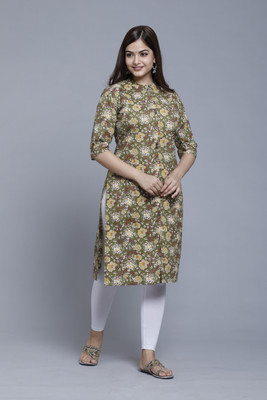 Mahruchi Textile Women Block Print Straight Kurta(Green)