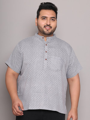 ED PLUS Men Self Design Straight Kurta(Grey)