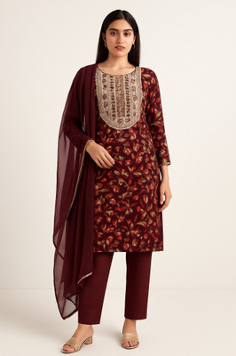 ReshuFashionHub Women Floral Print, Embroidered, Embellished A-line Kurta(Multicolor)