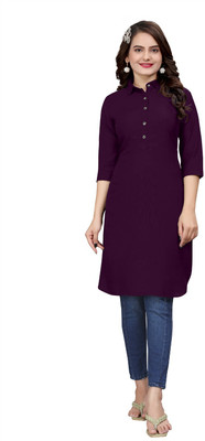 Raj creation Women Solid A-line Kurta(Brown)