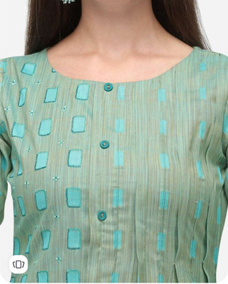 Kashvi Women Block Print A-line Kurta(Light Green)