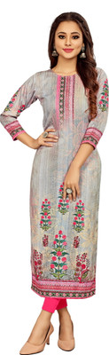 shivay creation Women Printed A-line Kurta(Grey)