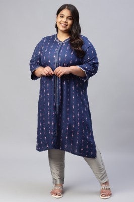 Aurelia Women Self Design Straight Kurta(Dark Blue, Pink, White)