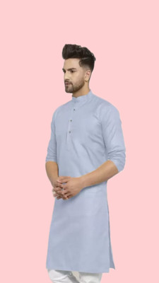 VINAARI Men Solid A-line Kurta(Grey)