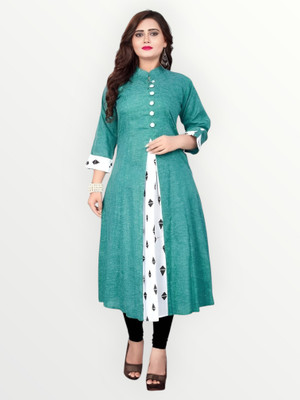 Suhani Fashion Women Printed A-line Kurta(Light Blue)