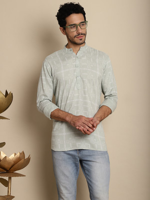 ANOUK Men Printed Straight Kurta(Green)