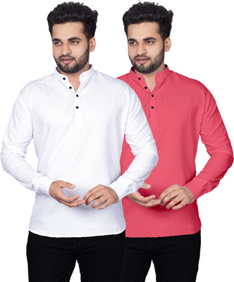 Kavyangle Creation Men Solid Straight Kurta(White, Multicolor)