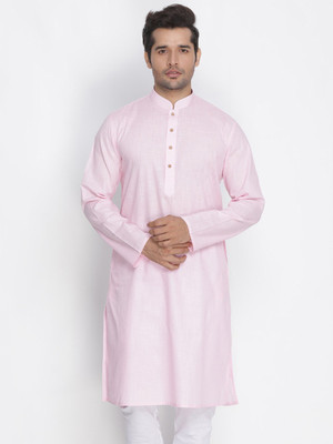 VASTRAMAY Men Solid Straight Kurta(Pink)