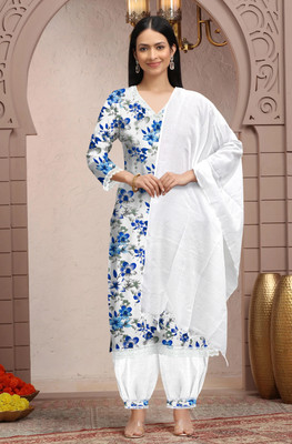 Aqib collection Floral Print Kurta, Salwar & Dupatta Set
