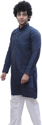Chhabra Kreations Men Self Design Straight Kurta(Blue)