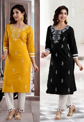 SISTO Women Embroidered A-line Kurta(Multicolor)
