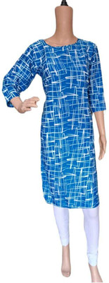 Aniya Women Printed A-line Kurta(Blue)