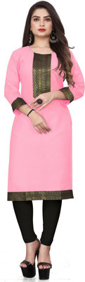 HF HOLYDAY FASHION Women Printed Straight Kurta(Pink)