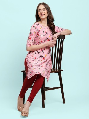 EthnicBasket Women Printed Straight Kurta(Pink)